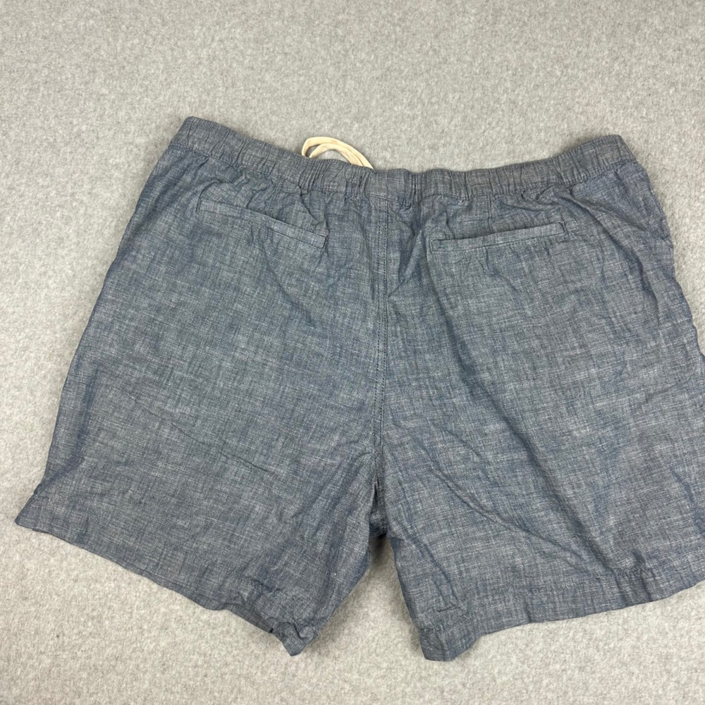 Free Assembly Mens‎ Blue Chambray Drawstring Shorts XL Elastic Waist Pocketed
